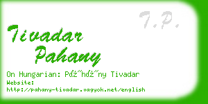 tivadar pahany business card